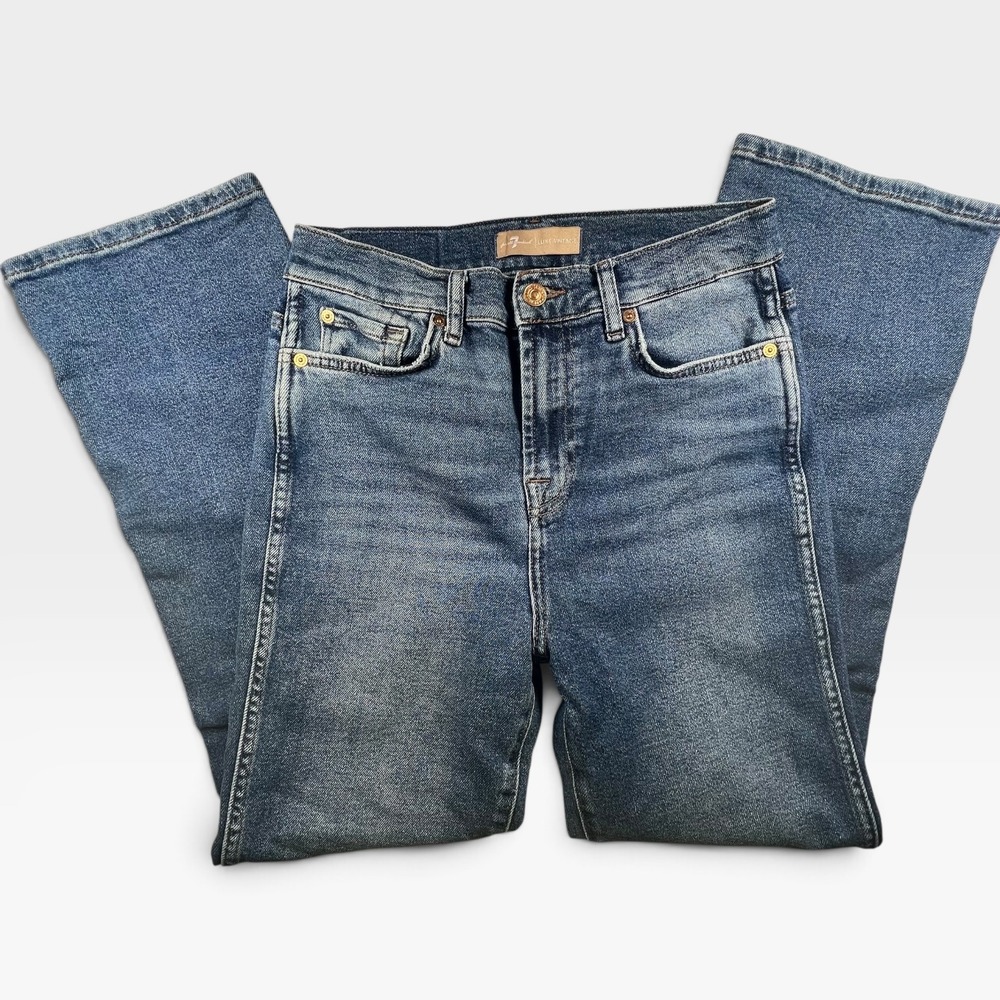 7 For All Mankind Luxe Vintage High Waist Slim Kick Jeans 27 Blue 7U352A91-SVL